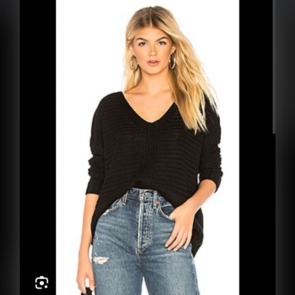 Majorelle Revolve Pointelle Boxy V Neck Sweater Pullover Black‎ XS